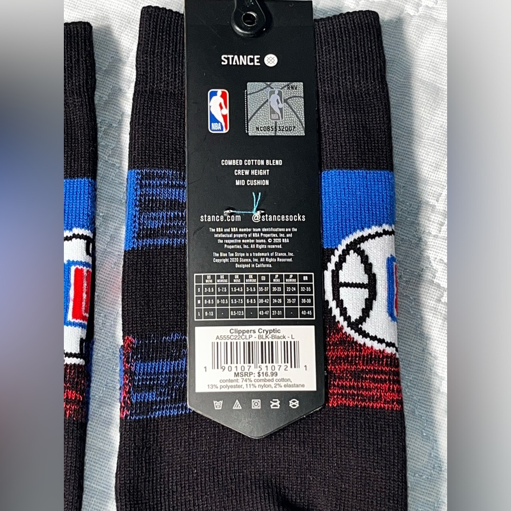 Lot of 2 - $16.99 Stance Men’s Cryptic Collection Crew Socks NBA LA Clippers - Picture 6 of 8
